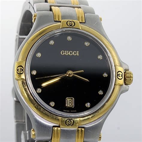 gucci 9040m stainless and gold tone with white face|Gucci Silver Stainless Steel Mod 9040 M Quartz Wrist Watch.